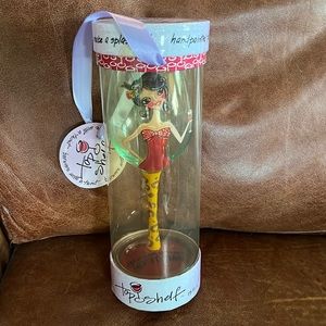 New in Box Top Shelf Hand Painted Barware Goddess Glass
